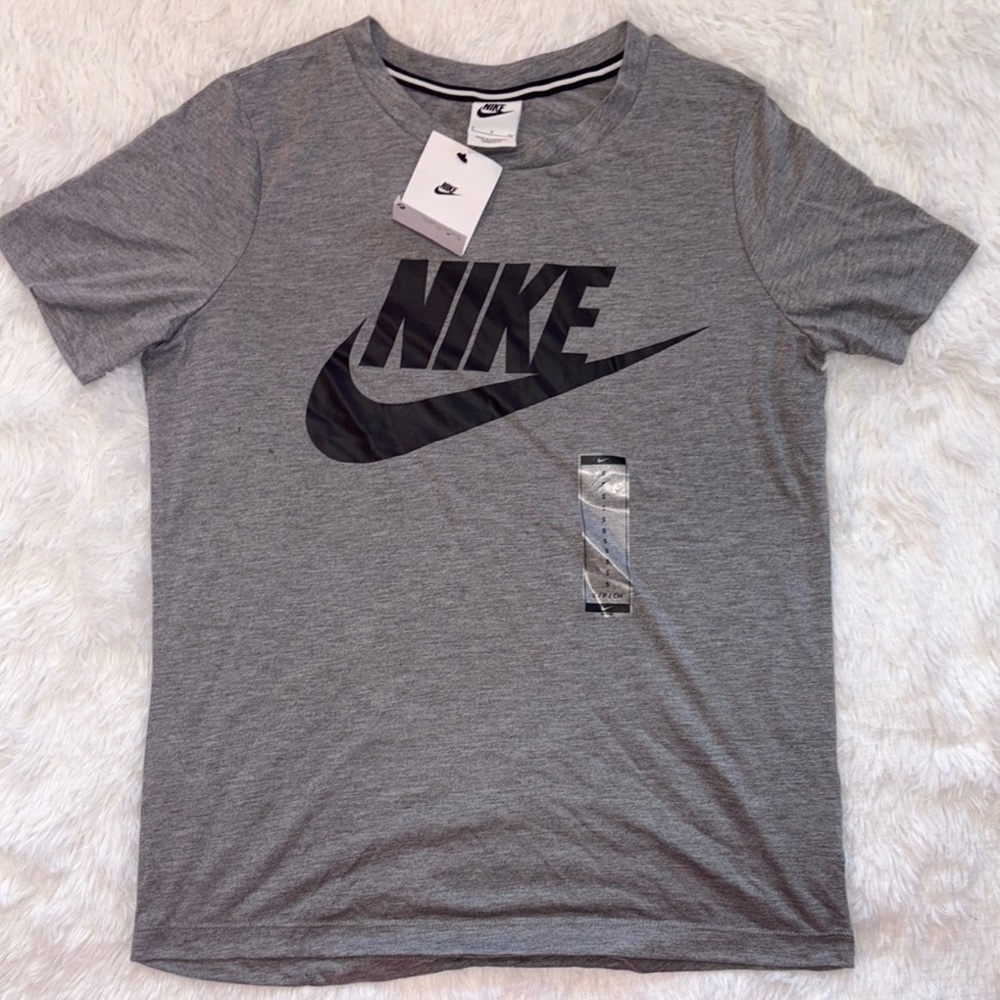 Nike Heather Gray Tee with Black Swoosh